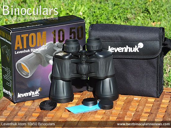 Levenhuk Atom 10x50 Binoculars with accessories