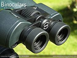 Fold-down eyecups on the Levenhuk Bruno Plus 20x80 binoculars