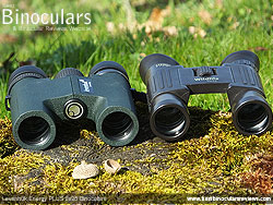 Size comparison between a double hinge roof prism Compact and the duel hinge Levenhuk Energy PLUS binoculars