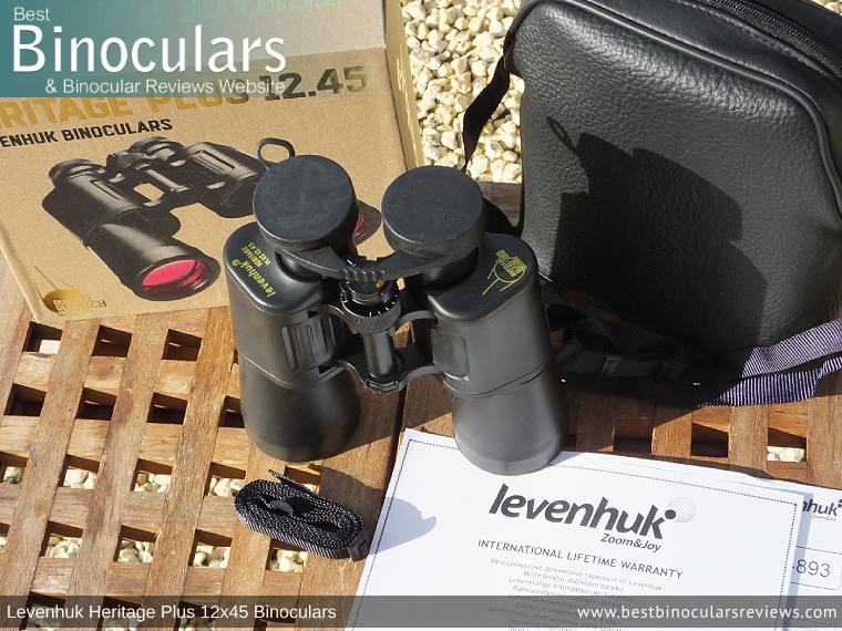 Levenhuk Heritage Plus 12x45 Binoculars with neck strap, carry case and lens covers