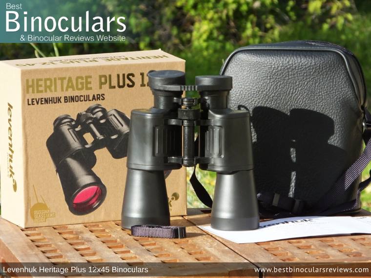 Carry Case, Neck Strap, Cleaning Cloth, Lens Covers & the Levenhuk Heritage Plus 12x45 Binoculars