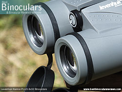 Deeply inset 32mm Objective lens on the Levenhuk Karma PLUS 8x32 Binoculars