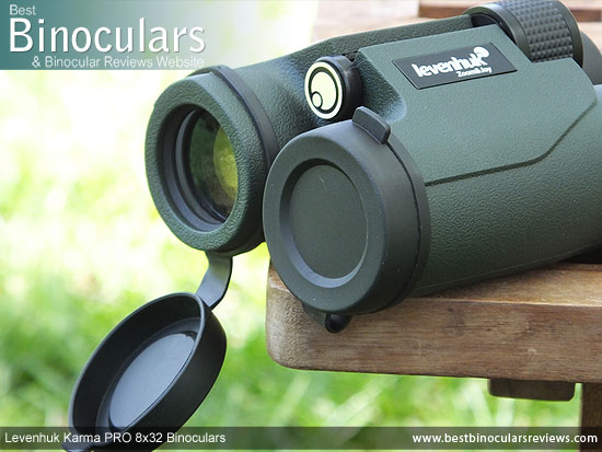 Lens Covers on the Levenhuk Karma PRO 8x32 Binoculars