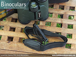 Neck strap on the Levenhuk Karma PRO 8x32 Binoculars