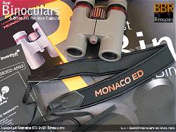 Neck strap on the Levenhuk Monaco ED 8x32 Binoculars