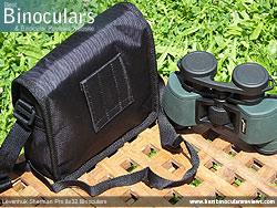 Rear view of the Carry Case & Levenhuk Sherman Pro 8x32 Binoculars