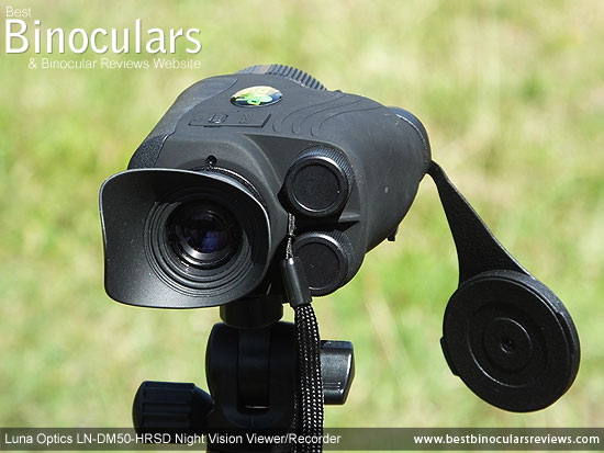 Luna Optics LN-DM50-HRSD Digital Night Vision Viewer/Recorder mounted on a tripod