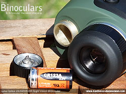 Battery Compartment on the Luna Optics LN-NVM5-HR Night Vision Monocular