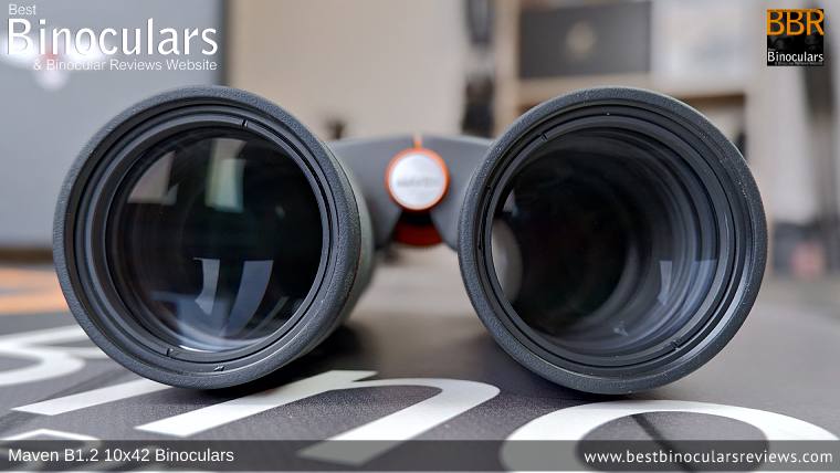 42mm Objective Lenses on the Maven B1.2 10x42 Binoculars