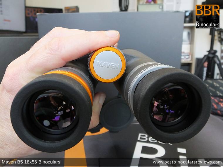 Focus Wheel on the Maven B.5 18x56 Binoculars