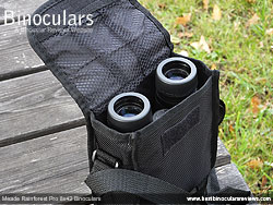 Meade Rainforest Pro 8x42 Binoculars inside their carry case