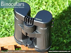 Rainguard on the Opticron DBA VHD 10x42 Binoculars