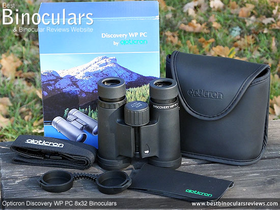 Opticron Discovery WP PC 8x32 Binoculars with neck strap, carry case and rain-guard