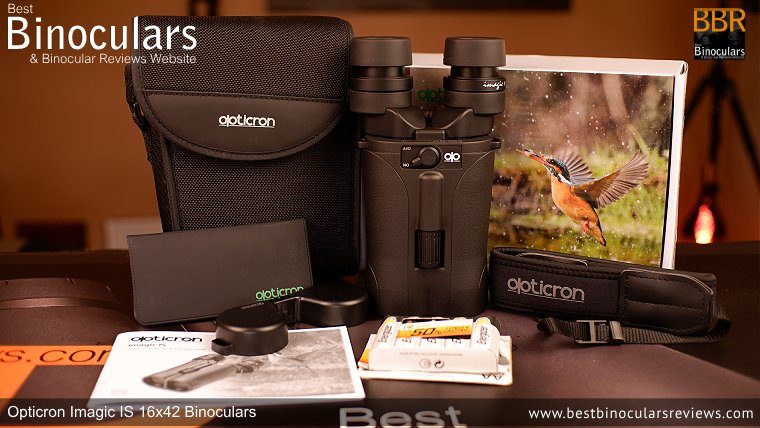 Opticron Imagic 16x42 Image Stabilized Binoculars, Box & Accessories
