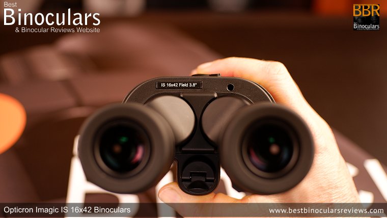 Focusing Wheel on the Opticron Imagic 16x42 Image Stabilized Binoculars