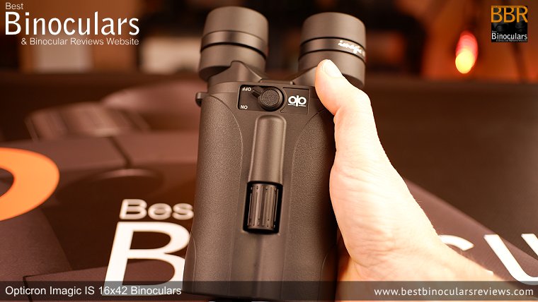 Focus Wheel on the Opticron Imagic 16x42 Image Stabilized Binoculars