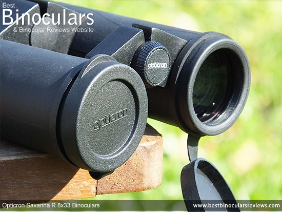 Lens Covers on the Opticron Savanna R 8x33 Binoculars