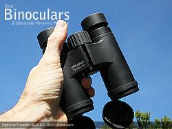 Holding the Opticron Traveller BGA ED 10x32 Binoculars