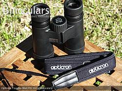 Neck strap on the Opticron Traveller BGA ED 10x32 Binoculars