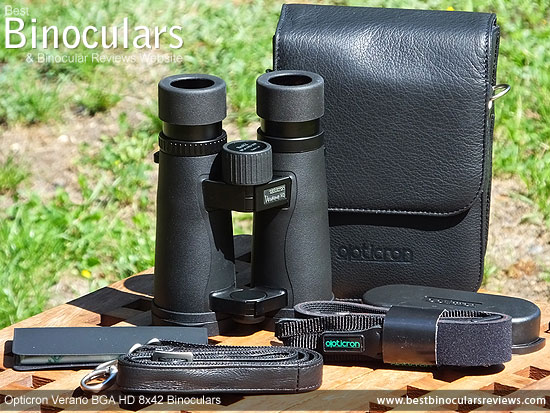 Opticron Verano BGA HD 8x42 Binoculars with neck strap, carry case and lens covers