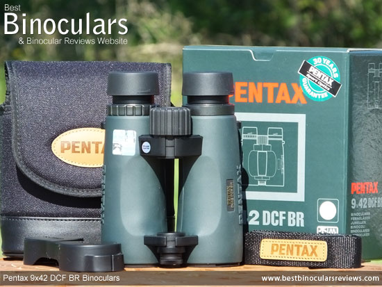 Pentax 9x42 DCF BR Binoculars with neck strap, carry case and rain-guard