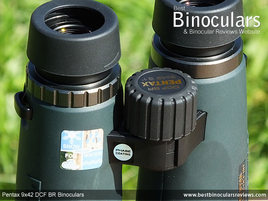 Focus Wheel on the Pentax 9x42 DCF BR Binoculars