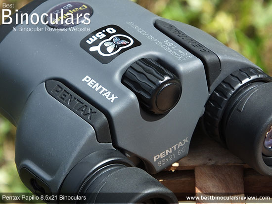 Focus Wheel on the Pentax Papilio 8.5x21 Binoculars