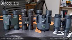 Compact Binocular Size Comparison (Folded): Kowa BD 8x25 vs  Steiner Wildlife 10x26 vs Pentax Papilio II 8.5x21 vs Pentax VD 4x20 Binoculars