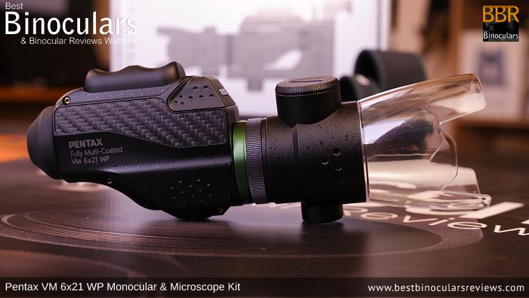 Macro Stand V-MS1 on the Pentax VM 6x21 WP Monocular & Microscope