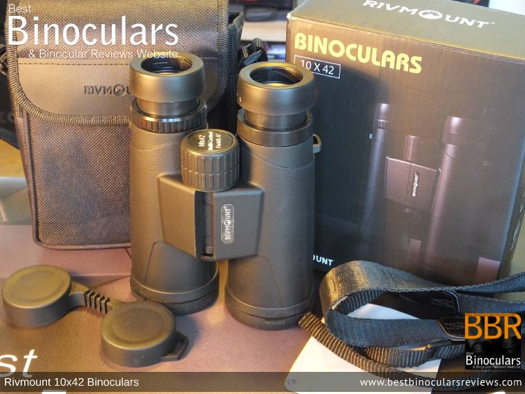 Rivmount 10x42 Binoculars with neck strap, carry case and lens covers