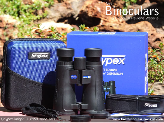 Snypex Knight ED 8x50 Binoculars with neck strap, carry case and rain-guard