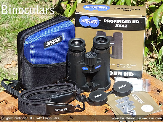 Snypex Profinder HD 8x42 Binoculars with neck strap, carry case and lens covers