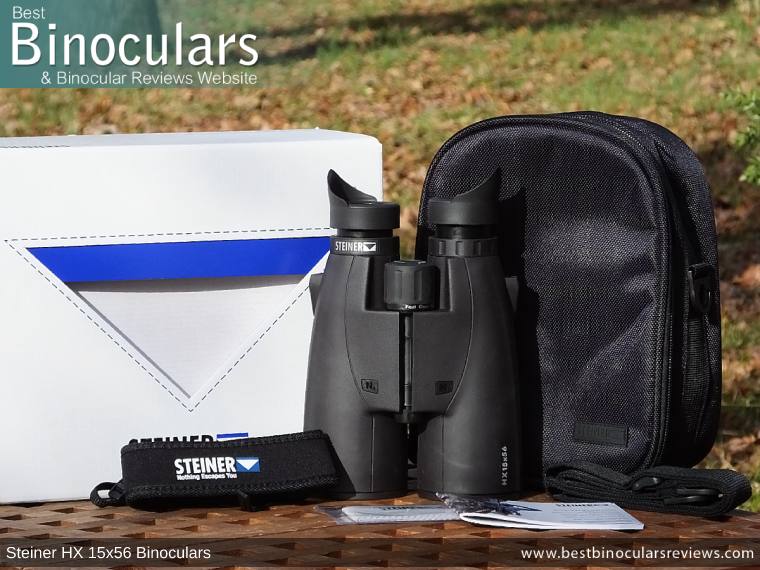 Steiner HX 15x56 Binoculars and accessories plus packaging