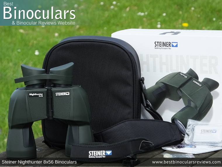 Steiner Nighthunter 8x56 Binoculars and accessories plus packaging