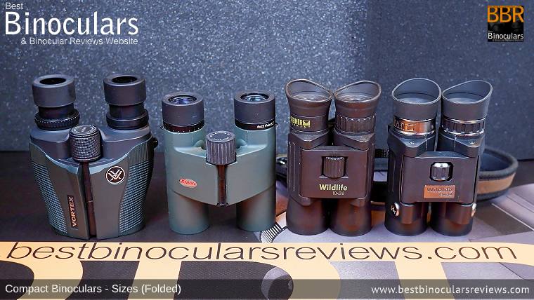 Compact Binocular Size Comparison (Folded): Vortex Vanquish 10x26 vs Kowa BD 8x25 vs Steiner Wildlife 8x24 Binoculars