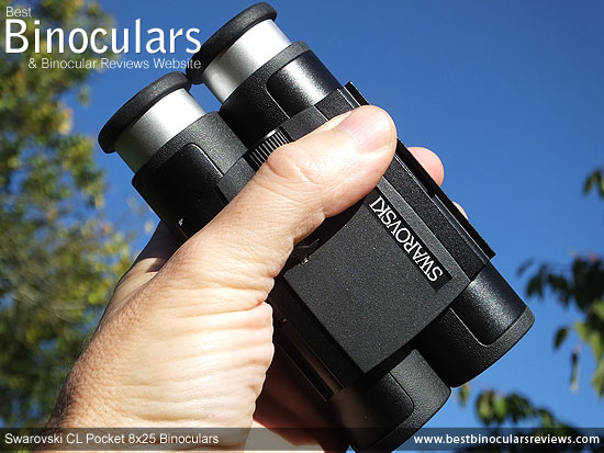 Swarovski CL Pocket 8x25 Binoculars in the palm of my hand