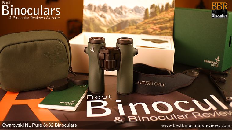 Swarovski NL Pure 8x32 Binoculars and accessories plus packaging