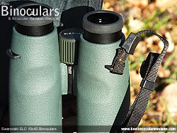 Attaching the neck strap to the Swarovski SLC 10x42 Binoculars