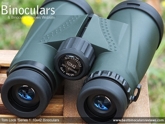 Eyecups & Focussing wheel on the Tom Lock Series 1 10x42 Binoculars