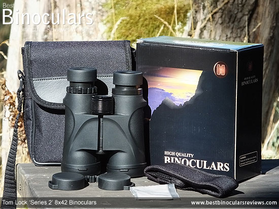 Tom Lock Series 2 8x42 Binoculars with neck strap, carry case and rain-guard