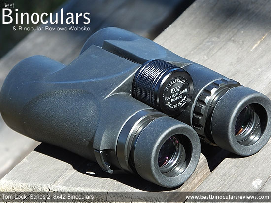 Focus Wheel on the Tom Lock Series 2 8x42 Binoculars