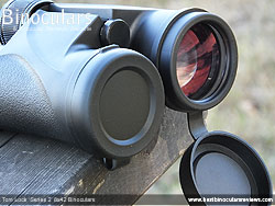 Objective Lens Covers on the Tom Lock Series 2 8x42 Binoculars