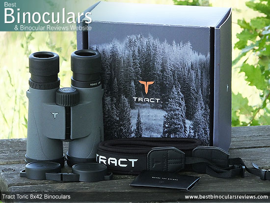 Carry Case, Neck Strap, Cleaning Cloth, Lens Covers & the Tract Toric 8x42 Binoculars