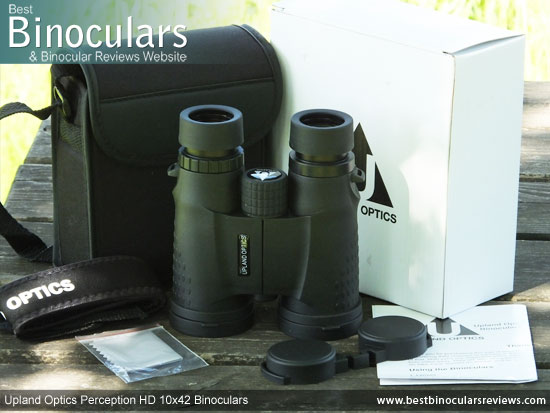 Upland Optics Perception HD 10x42 Binoculars with box and accessories