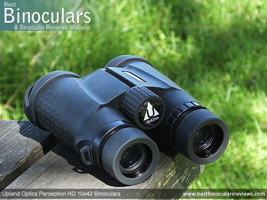 Focus Wheel on the Upland Optics Perception HD 10x42 Binoculars