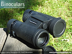 Objective Lens Covers on the Upland Optics Perception HD 10x42 Binoculars