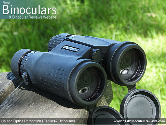 42mm objective lenses on the Upland Optics Perception HD 10x42 Binoculars