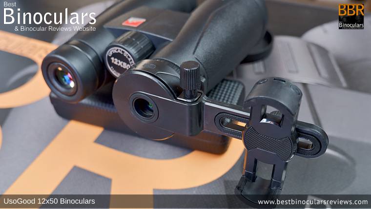 Digibinning Phone Adapter included with the UsoGood 12x50 Binoculars