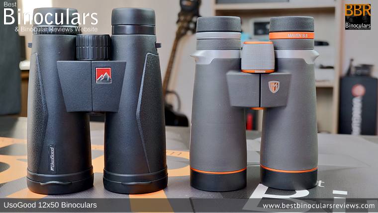 Size Comparison between the 12x50 UsoGood and Maven B6 12x50 Binoculars