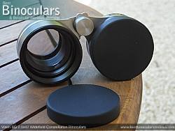 Objective Lens Covers on the Vixen SG 2.1x42 Binoculars